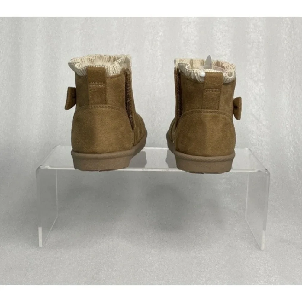 Wonder Nation Faux Suede Fur Brown Bow Shearling Boots Toddler Girls‎ Size 6 NEW